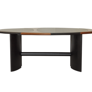 Black Stone and Wood Dining Table